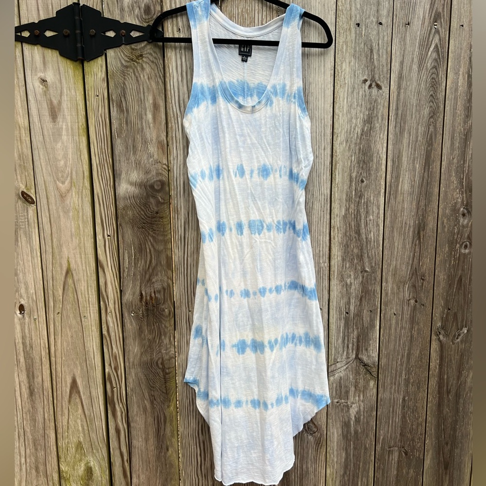 GAP Sleeveless Tan Blue Tie Die Dress Women’s Large Petite
